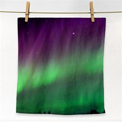 Northern Lights Green Aurora Borealis Face Towel by Perong