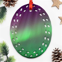 Northern Lights Green Aurora Borealis Ornament (oval Filigree)