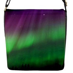 Northern Lights Green Aurora Borealis Flap Closure Messenger Bag (s) by Perong