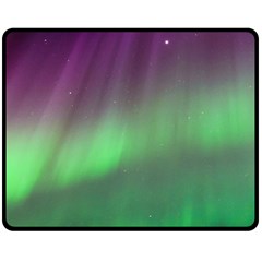 Northern Lights Green Aurora Borealis Two Sides Fleece Blanket (medium) by Perong