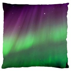 Northern Lights Green Aurora Borealis Large Premium Plush Fleece Cushion Case (two Sides) by Perong