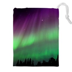 Northern Lights Green Aurora Borealis Drawstring Pouch (4xl) by Perong