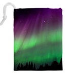 Northern Lights Green Aurora Borealis Drawstring Pouch (5XL) Back