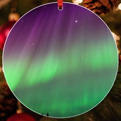 Northern Lights Green Aurora Borealis Uv Print Acrylic Ornament Round by Perong