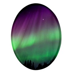 Northern Lights Green Aurora Borealis Oval Glass Fridge Magnet (4 Pack) by Perong