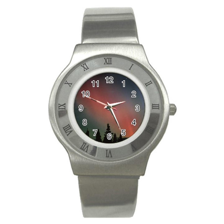 Aurora Borealis Alaska Sky Stainless Steel Watch