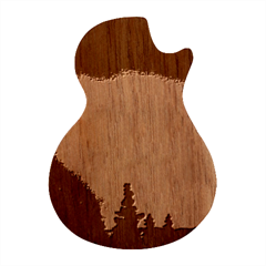 Aurora Borealis Alaska Sky Guitar Shape Wood Guitar Pick Holder Case And Picks Set by Perong