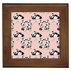 Cute Panda Animal Pattern Framed Tile by Perong