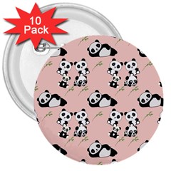 Cute Panda Animal Pattern 3  Buttons (10 Pack)  by Perong