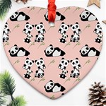 Cute Panda Animal Pattern Heart Ornament (Two Sides) Front