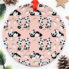 Cute Panda Animal Pattern Ornament (round Filigree)