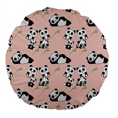 Cute Panda Animal Pattern Large 18  Premium Round Cushions by Perong