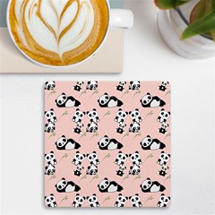 Cute Panda Animal Pattern Uv Print Square Tile Coaster  by Perong