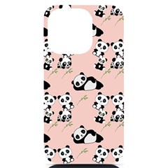 Cute Panda Animal Pattern Iphone 14 Pro Black Uv Print Case by Perong