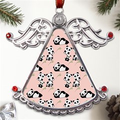 Cute Panda Animal Pattern Metal Angel With Crystal Ornament