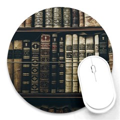 Antique Vintage Old Book Round Mousepad by Perong