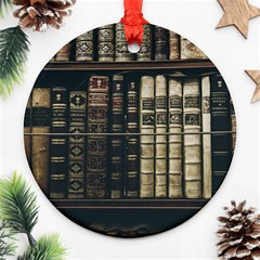 Antique Vintage Old Book Ornament (round)