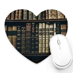 Antique Vintage Old Book Heart Mousepad by Perong