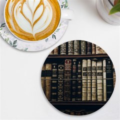 Antique Vintage Old Book Uv Print Round Tile Coaster by Perong