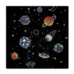 Glittering Planets Space Galaxy Glitter Black Tile Coaster by Perong