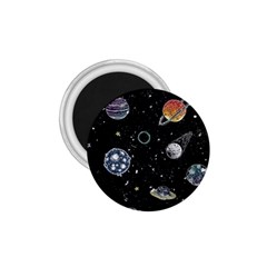 Glittering Planets Space Galaxy Glitter Black 1 75  Magnets