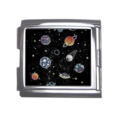 Glittering Planets Space Galaxy Glitter Black Mega Link Italian Charm (18mm)