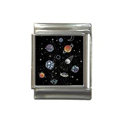 Glittering Planets Space Galaxy Glitter Black Italian Charm (13mm) by Perong