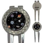 Glittering Planets Space Galaxy Glitter Black 3-in-1 Golf Divots Front