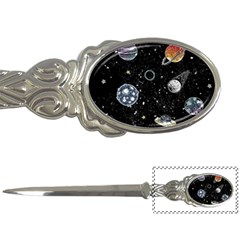 Glittering Planets Space Galaxy Glitter Black Letter Opener by Perong