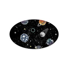 Glittering Planets Space Galaxy Glitter Black Sticker (oval)