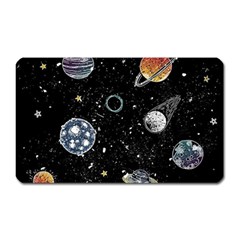 Glittering Planets Space Galaxy Glitter Black Magnet (rectangular)