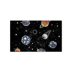 Glittering Planets Space Galaxy Glitter Black Sticker Rectangular (100 Pack) by Perong