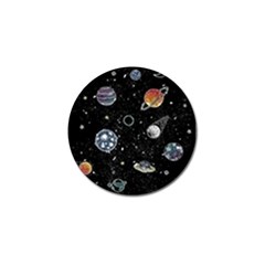 Glittering Planets Space Galaxy Glitter Black Golf Ball Marker (4 Pack) by Perong