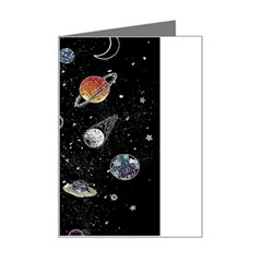 Glittering Planets Space Galaxy Glitter Black Mini Greeting Card by Perong