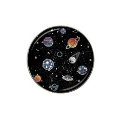 Glittering Planets Space Galaxy Glitter Black Hat Clip Ball Marker by Perong