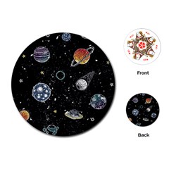 Glittering Planets Space Galaxy Glitter Black Playing Cards Single Design (round)