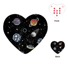 Glittering Planets Space Galaxy Glitter Black Playing Cards Single Design (heart)