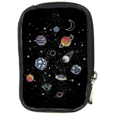 Glittering Planets Space Galaxy Glitter Black Compact Camera Leather Case by Perong