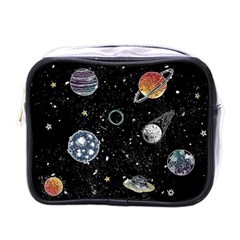 Glittering Planets Space Galaxy Glitter Black Mini Toiletries Bag (one Side) by Perong