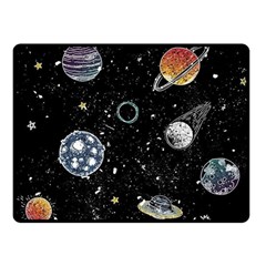 Glittering Planets Space Galaxy Glitter Black Fleece Blanket (small) by Perong