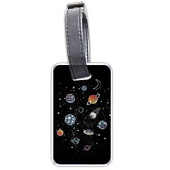 Glittering Planets Space Galaxy Glitter Black Luggage Tag (one Side) by Perong