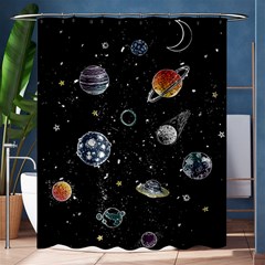 Glittering Planets Space Galaxy Glitter Black Shower Curtain 60  X 72  (medium)  by Perong