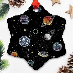 Glittering Planets Space Galaxy Glitter Black Ornament (snowflake)