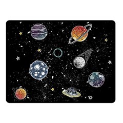 Glittering Planets Space Galaxy Glitter Black Two Sides Fleece Blanket (small) by Perong