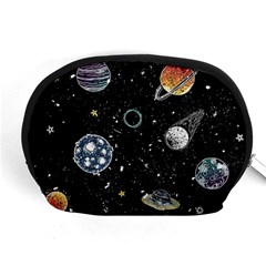 Glittering Planets Space Galaxy Glitter Black Accessory Pouch (medium) by Perong