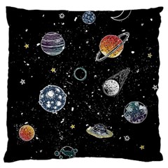 Glittering Planets Space Galaxy Glitter Black Standard Premium Plush Fleece Cushion Case (one Side)