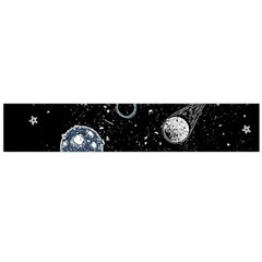 Glittering Planets Space Galaxy Glitter Black Large Premium Plush Fleece Scarf 