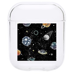 Glittering Planets Space Galaxy Glitter Black Hard Pc Airpods 1/2 Case by Perong