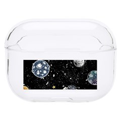 Glittering Planets Space Galaxy Glitter Black Hard Pc Airpods Pro Case by Perong