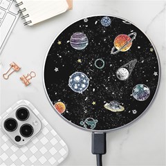 Glittering Planets Space Galaxy Glitter Black Wireless Fast Charger(white) by Perong